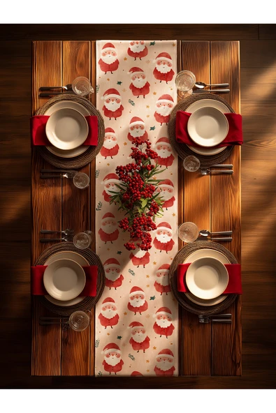 Medi Home Yılbaşı Noel Baba Deseni Runner ürün görseli 1