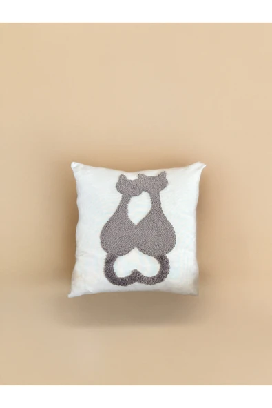 Medi Home Kedili Motifli El Yapımı Panç Kırlent Kılıfı ürün görseli 1