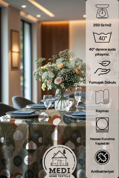 Medi Home Exclusive Series Velvıa Kadife Dokulu Dertsiz Masa Örtüsü - Resim 4