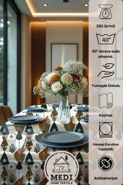Medi Home Exclusive Series Polar Kadife Dokulu Dertsiz Masa Örtüsü - Resim 4