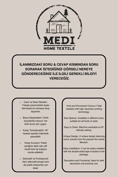 Medi Home Kişiye Özel Duvar Örtüsü Dilediğiniz Görseli Sizin Için Üretelim Duvar Halısı Tapestry - Resim 4