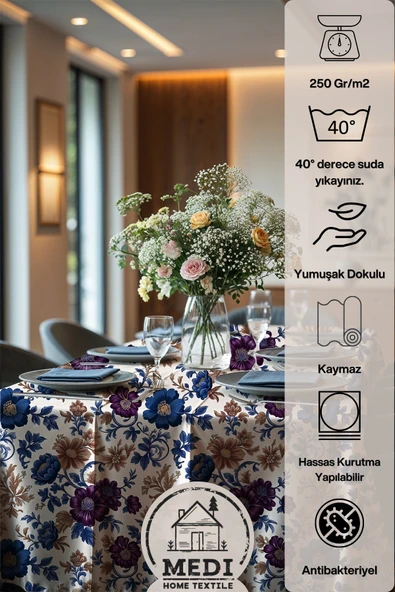 Medi Home Exclusive Series Soft Kadife Dokulu Dertsiz Masa Örtüsü - Resim 4