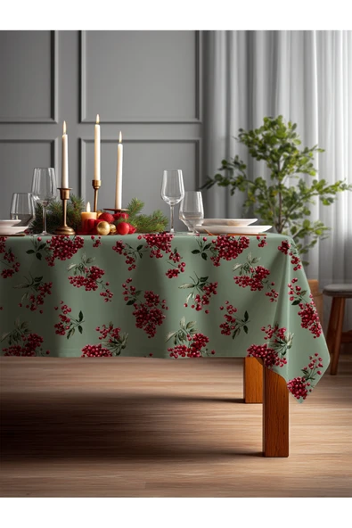Medi Home Yılbaşı Kış Çileği Masa Örtüsü ürün görseli 1