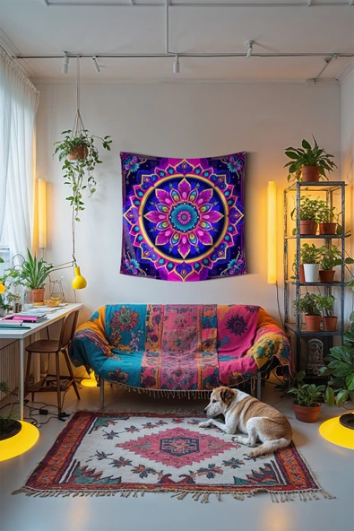 Medi Home CELESTIAL MANDALA DUVAR HALISI DUVAR ÖRTÜSÜ TAPESTRY - Resim 2