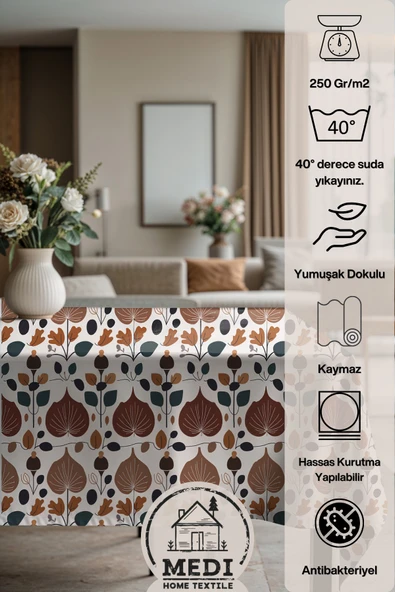 Medi Home Exclusive Series Amber Kadife Dokulu Dertsiz Masa Örtüsü - Resim 4