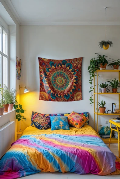 Medi Home AMETHYST MANDALA DUVAR HALISI DUVAR ÖRTÜSÜ TAPESTRY - Resim 2