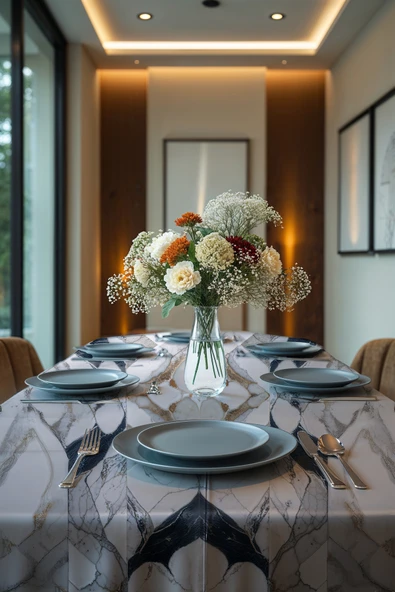 Medi Home Exclusive Series Clarıty Kadife Dokulu Dertsiz Masa Örtüsü - Resim 4