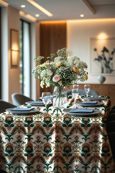 Medi Home Exclusive Series Laurel Kadife Dokulu Dertsiz Masa Örtüsü - Resim 3