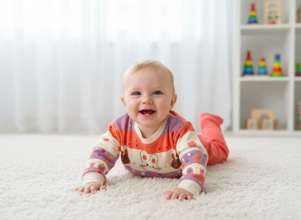 Çocuk Unisex Tavşan Baskılı Pamuk Uzun Kollu Mevsimlik Alt Üst Takım - Resim 10