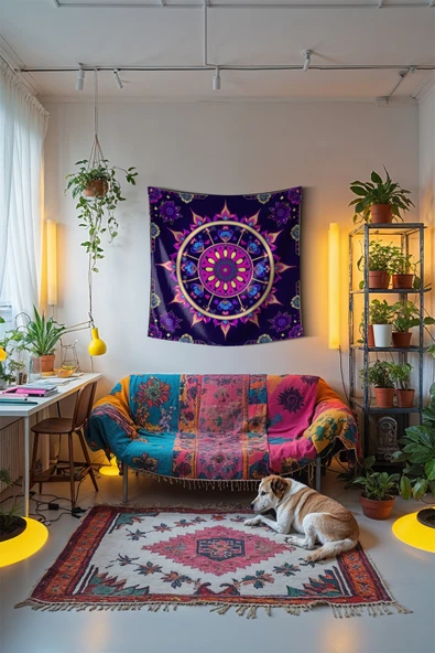 Medi Home ONYX MANDALA DUVAR HALISI DUVAR ÖRTÜSÜ TAPESTRY ürün görseli 1