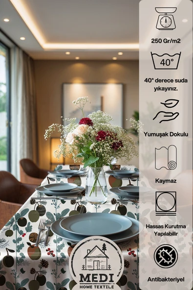 Medi Home Exclusive Series Radı Kadife Dokulu Dertsiz Masa Örtüsü - Resim 4