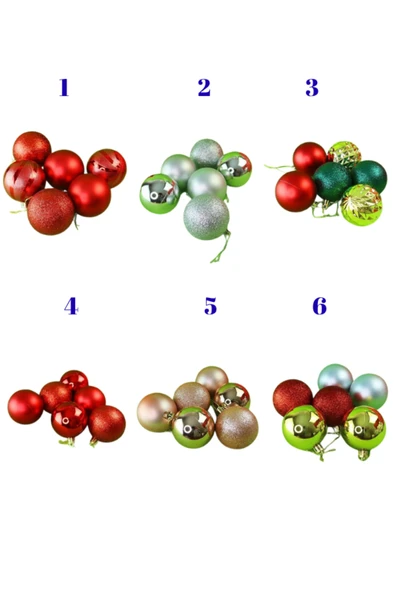 Bam Yılbaşı Ağacı Süsü Çam Ağacı Süsü 6'lı 6 cm 1767 ürün görseli 1