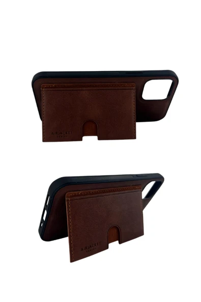 DEERDERİ Kartlıklı Tutacaklı İphone Hakiki Deri Koruyucu Kılıf Iphone 12/12 Pro - Resim 2