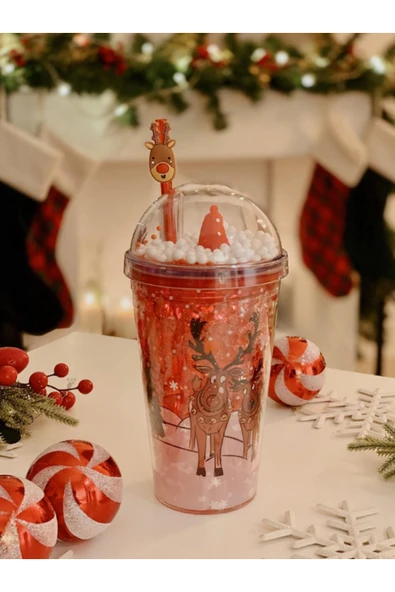 Tohana Happy New Year Yılbaşı Hediyei Pipetli Polikarbon Bardak 450 ML ürün görseli 1