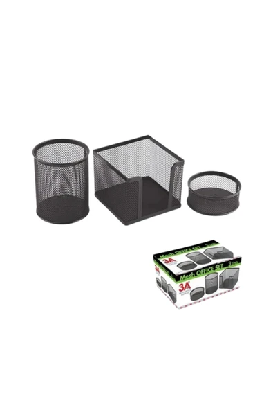 Ark 3A Masa Seti Metal Perforeli 3 Lü Siyah 1175 ürün görseli 1