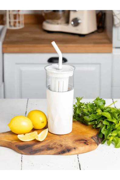 Tohana H2o 5'i 1 Yerde Çelik Pipetli Cam Detox Kupa Temizleyici Hediyeli 650 ML - Resim 3