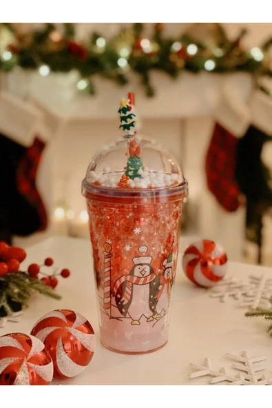 Tohana Happy New Year Yılbaşı Hediyei Pipetli Polikarbon Bardak 450 ML ürün görseli 1