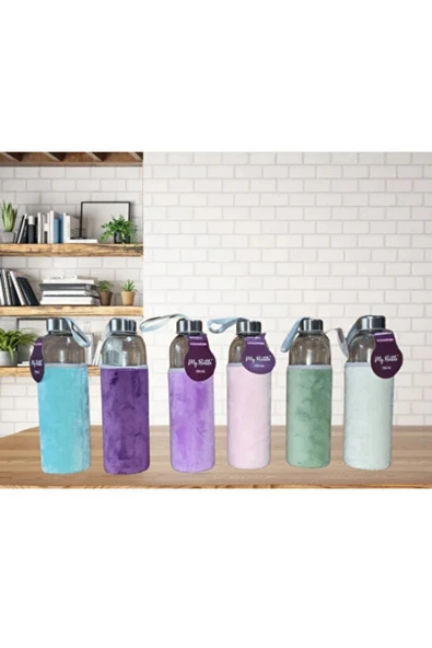 Dörtel Tedarik Peluş Kılıflı Cam Matara 750 ML - Resim 2