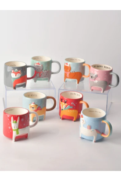Tohana 3D Hayvan Figürlü Kış Temalı Seramik Kupa 420 ML - Resim 4