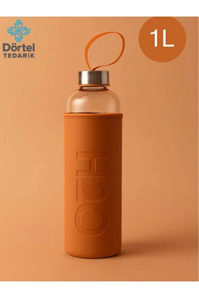 Tohana H2O Deri Kılıflı Cam Matara 1000 ml ürün görseli 1
