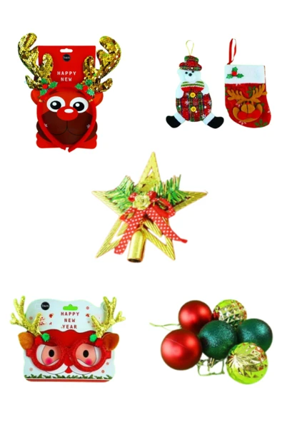 Bam Happy New Year Yılbaşı Süsü Seti Taç, Ağaç Süsü, Gözlük 11 Parça Yeni Yıl Süsü ürün görseli 1