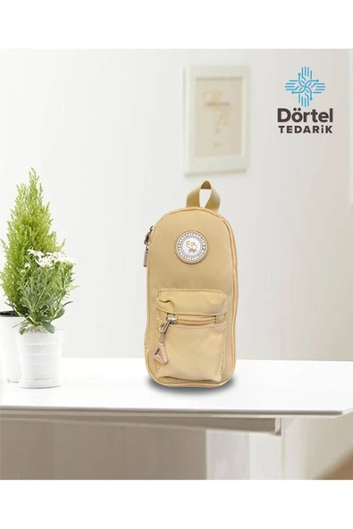 Dörtel Tedarik Elephant 2 Fermuarlı Kumaş Kalem Kutu Sarı Kalem Çantası ürün görseli 1