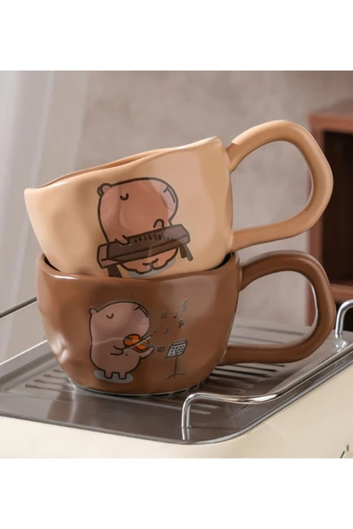 Bam Capybara Moments Temalı Seramik Kupa - Resim 6