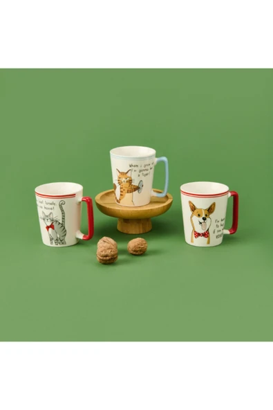 Tohana Sevimli Komik Hayvanlar Porselen Kupa 340 ML - Resim 3