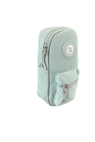 Dörtel Tedarik Elephant 2 Fermuarlı Kumaş Kalem Kutu Turkuaz Kalem Çantası - Resim 3