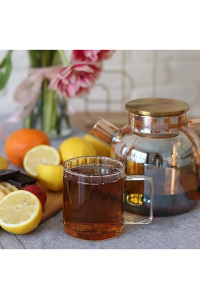 Cambu Line Double Espresso Fincanı Kulplu Borosilikat 4'lü Cam Fincan Seti 150 ML - Resim 3