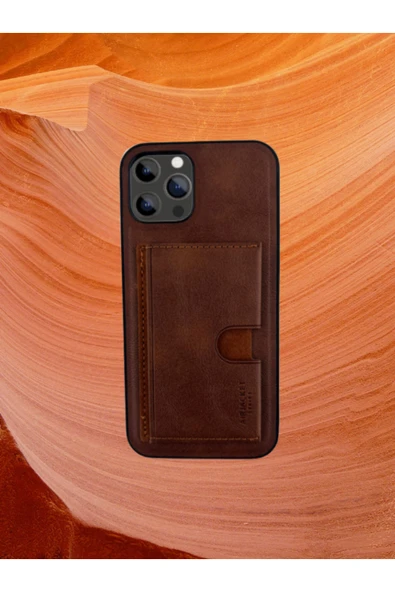 DEERDERİ Kartlıklı Tutacaklı İphone Hakiki Deri Koruyucu Kılıf Iphone 16 Pro Max ürün görseli 1