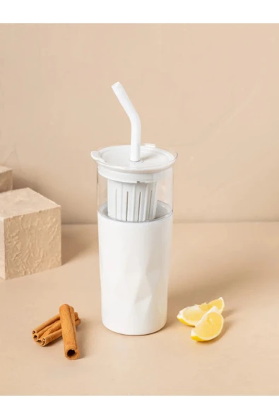 Tohana H2o 5'i 1 Yerde Çelik Pipetli Cam Detox Kupa Temizleyici Hediyeli 650 ML ürün görseli 1