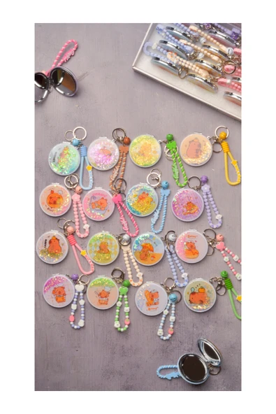 Tohana Capybara Cep Aynası Anahtarlık Yuvarlak - Resim 3