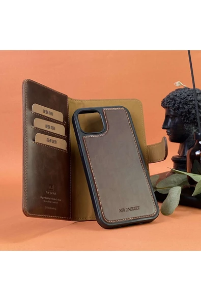 DEERDERİ Juno İphone Hakiki Deri Koruyucu Kılıf Iphone 12/12 Pro Uyumlu ürün görseli 1