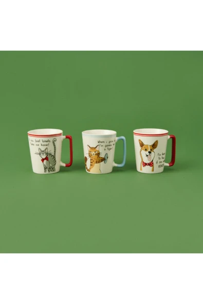 Tohana Sevimli Komik Hayvanlar Porselen Kupa 340 ML - Resim 3