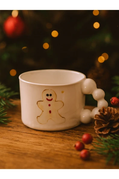 Dörtel Tedarik Handmade Yılbaşı Temalı Çok Desenli Porselen Kupa ürün görseli 1