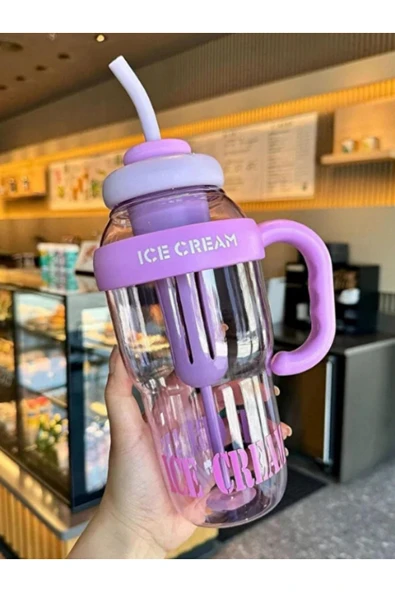 Dörtel Tedarik Bıgmug Ice Cream Tritan Pipetli Suluk Detoks Matara 1300 ML ürün görseli 1