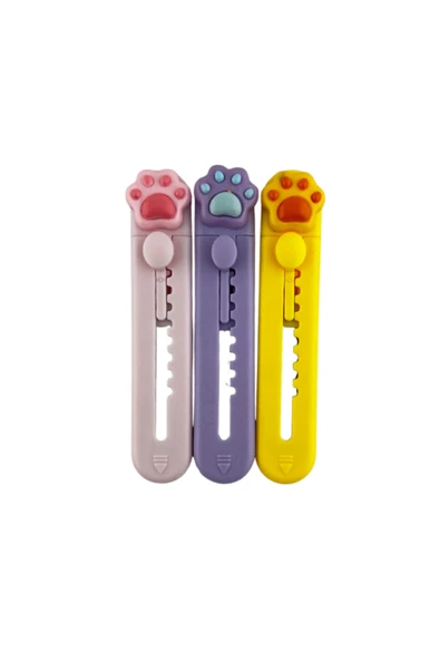 Dörtel Tedarik Pati Mini Maket Bıçağı 3'lü Set Pembe, Mor, Sarı - Resim 2