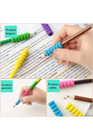 Fatih Kurşun Kalem Tutacağı Çocuk ve Yetişkinler için Sünger Kalem Kavrama Silikon Koruyucu 1 Adet - Resim 4