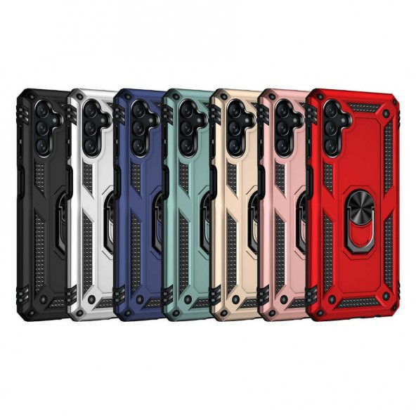 Galaxy A13 Kılıf Zore Vega Yüzük Standlı Zırh Kılıf - Resim 9