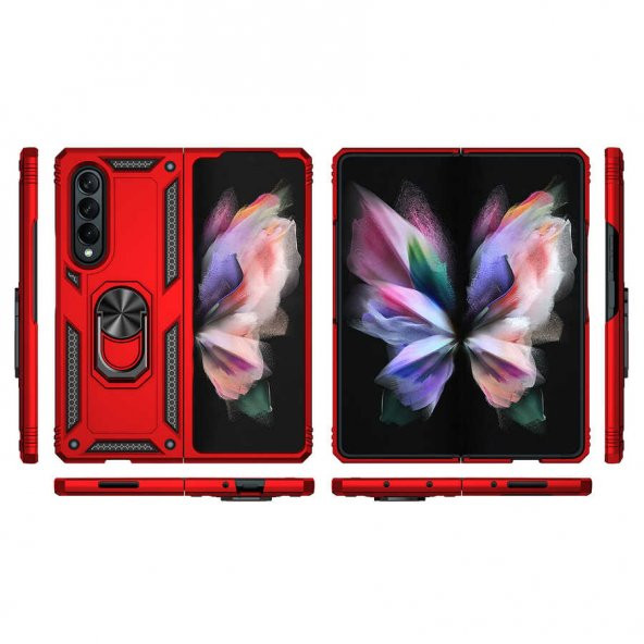 Galaxy Z Fold 3 Kılıf Zore Vega Yüzük Standlı Zırh Kılıf - 9