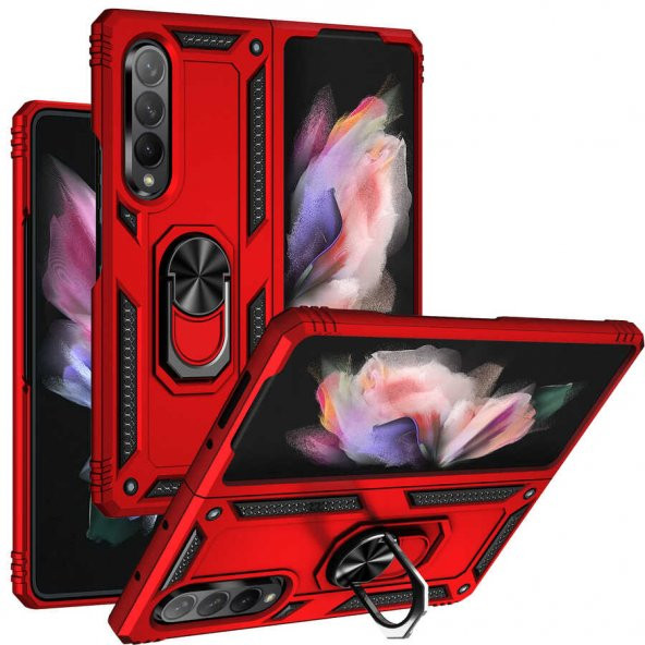 Galaxy Z Fold 3 Kılıf Zore Vega Yüzük Standlı Zırh Kılıf - 11