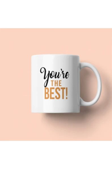 Dörtel Tedarik You’re the Best Mottolu Porselen Kupa Beyaz ürün görseli 1