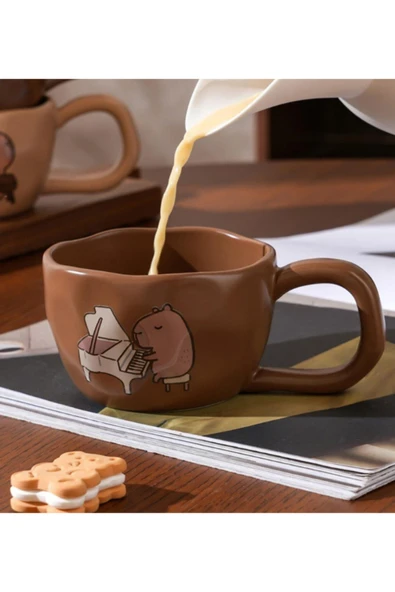 Bam Capybara Moments Temalı Seramik Kupa - Resim 3