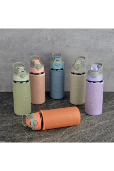 Tohana H2o Deri Kılıflı Pipetli Cam Matara 500 ML - Resim 3