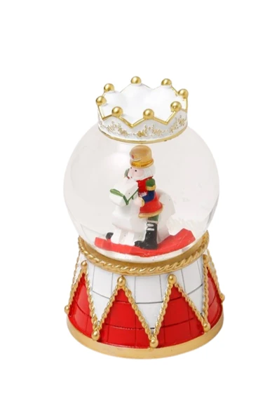 Dörtel Tedarik Parıldayan Beyaz Taçlı Sevimli Kar Küresi Fındıkkıran Yılbaşı Kar Küresi 8 cm 1751 - Resim 2