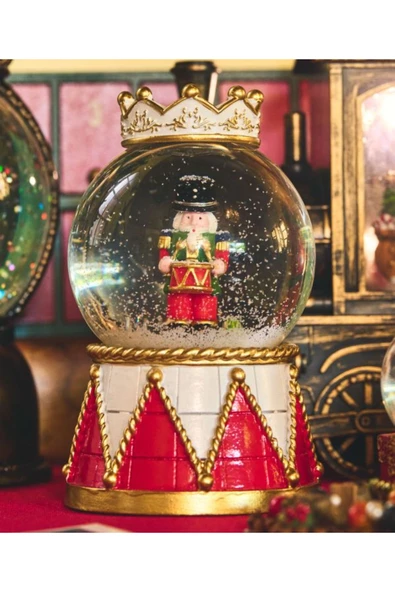 Dörtel Tedarik Parıldayan Beyaz Taçlı Sevimli Kar Küresi Fındıkkıran Yılbaşı Kar Küresi 8 cm 1751 ürün görseli 1