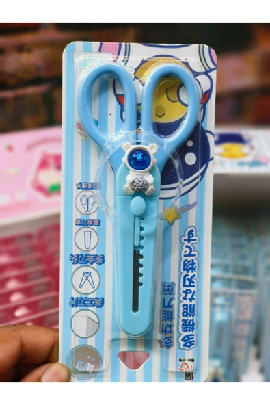 Dörtel Tedarik Ayı Astronot Öğrenci Makası + Mini Maket Bıçağı - Resim 2