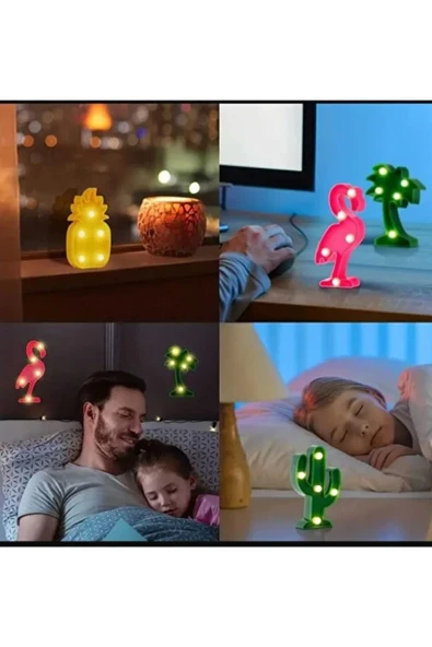 Dörtel Tedarik 3d Led Işıklı Gece Lambası Kaktüs Led Lamba - Resim 3