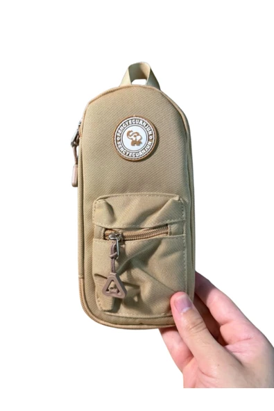 Dörtel Tedarik Elephant 2 Fermuarlı Kumaş Kalem Kutu Sarı Kalem Çantası - Resim 5